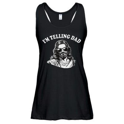 Funny I'm Telling Dad Religious Christian Jesus Meme Ladies Essential Flowy Tank