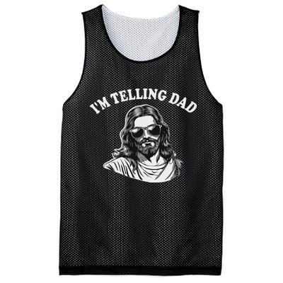Funny I'm Telling Dad Religious Christian Jesus Meme Mesh Reversible Basketball Jersey Tank