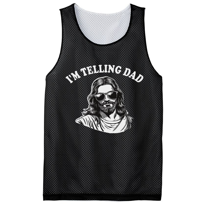 Funny I'm Telling Dad Religious Christian Jesus Meme Mesh Reversible Basketball Jersey Tank