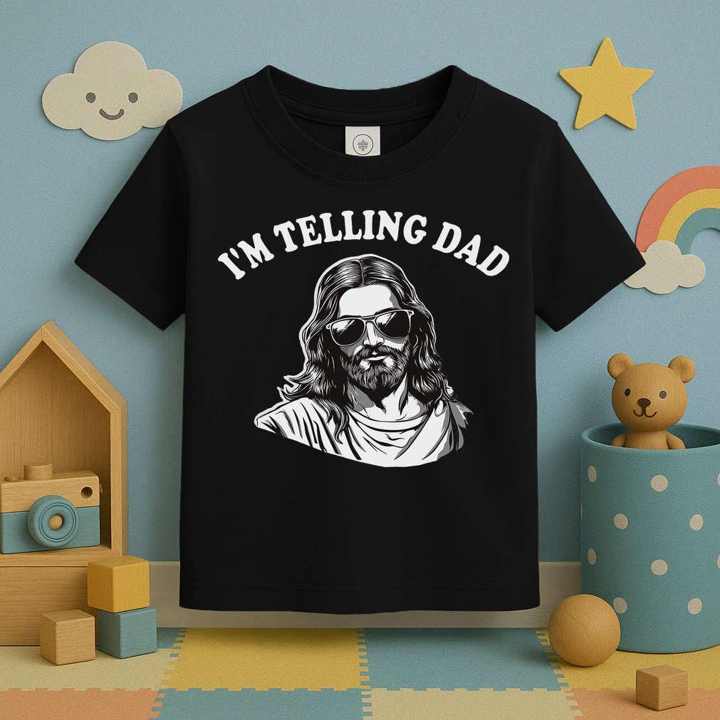 Funny I'm Telling Dad Religious Christian Jesus Meme Toddler T-Shirt