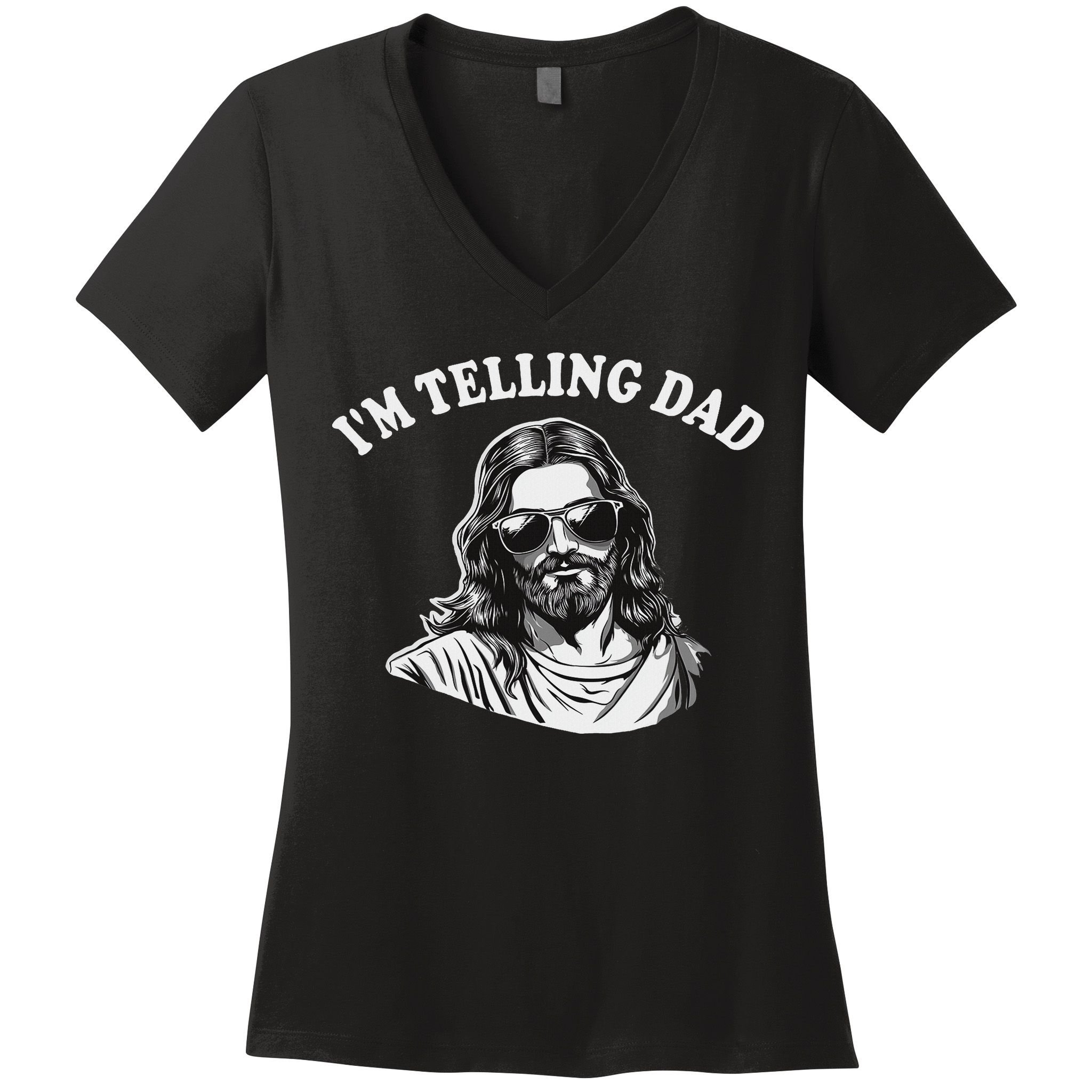 Funny I'm Telling Dad Religious Christian Jesus Meme Women's V-Neck T-Shirt
