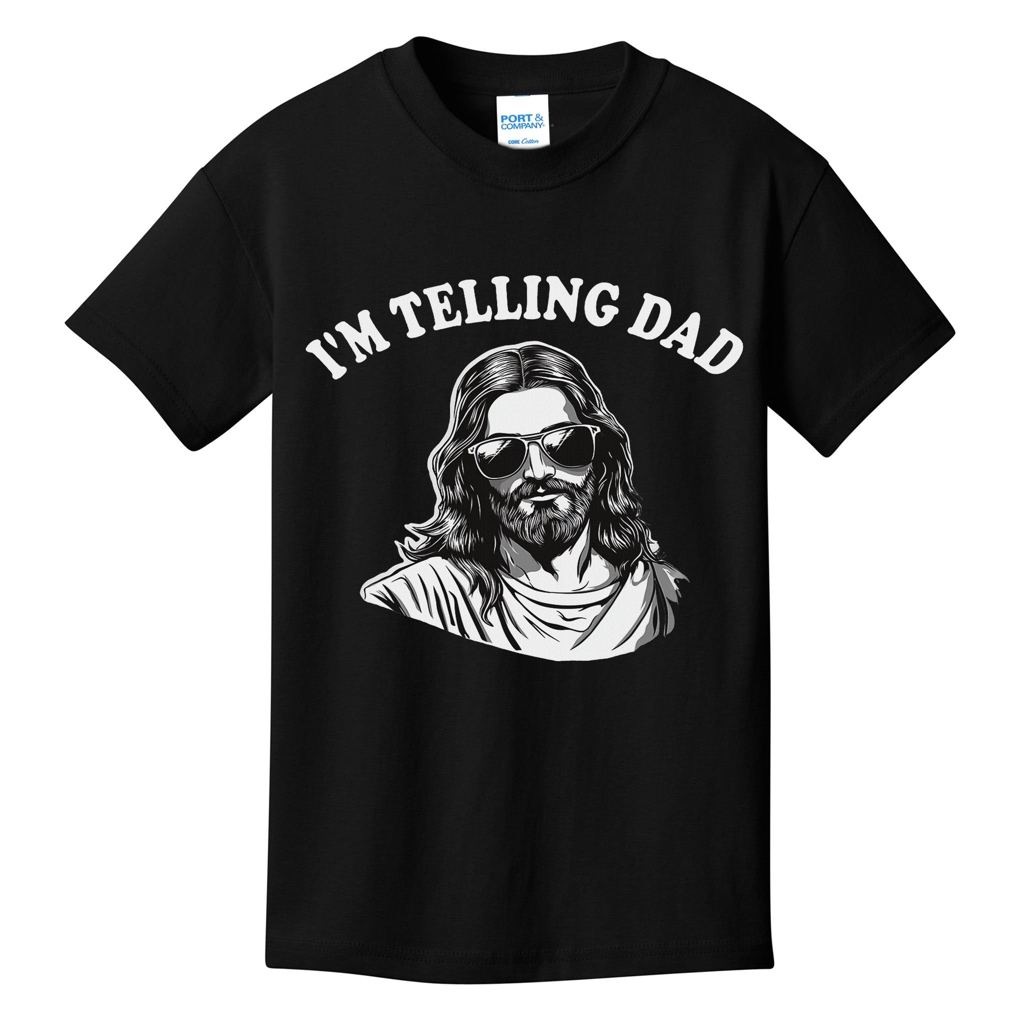 Funny I'm Telling Dad Religious Christian Jesus Meme Kids T-Shirt