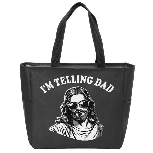 Funny I'm Telling Dad Religious Christian Jesus Meme Zip Tote Bag