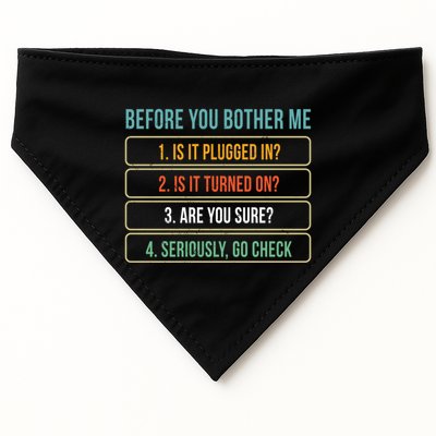 Funny Information Technology Tech Technical Support Gift USA-Made Doggie Bandana