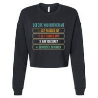 Funny Information Technology Tech Technical Support Gift Cropped Pullover Crew