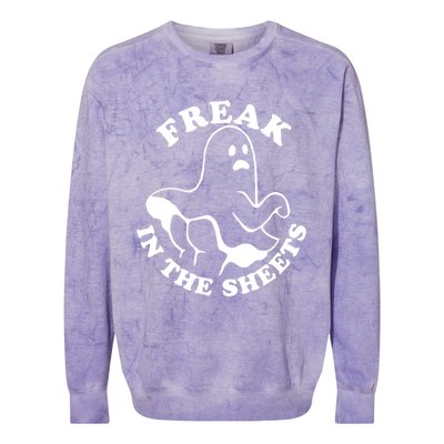 Freak In The Sheets Funny Halloween Boo Ghost Cute Gift Colorblast Crewneck Sweatshirt