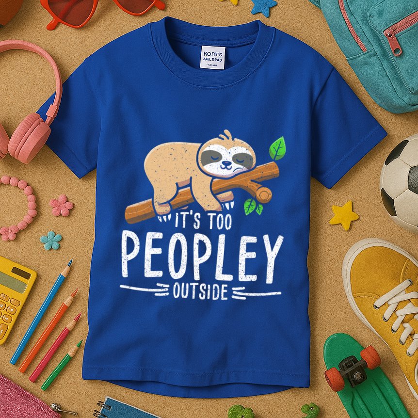 Funny Its Too Peopley Outside Zoo Keeper Gift Sloth Gift Kids T-Shirt