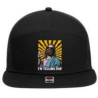 Funny Im Telling Dad Religious Christian Jesus Meme 7 Panel Mesh Trucker Snapback Hat