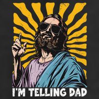 Funny Im Telling Dad Religious Christian Jesus Meme 7 Panel Mesh Trucker Snapback Hat