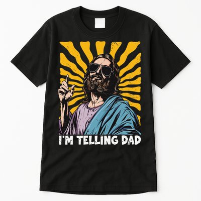 Funny Im Telling Dad Religious Christian Jesus Meme Tall T-Shirt