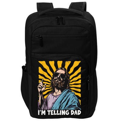 Funny Im Telling Dad Religious Christian Jesus Meme Impact Tech Backpack