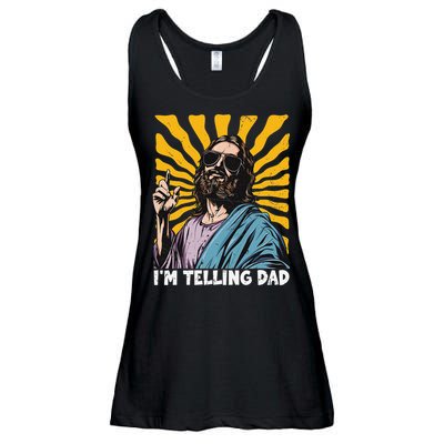 Funny Im Telling Dad Religious Christian Jesus Meme Ladies Essential Flowy Tank