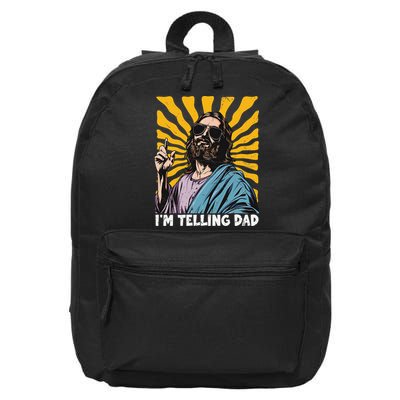 Funny Im Telling Dad Religious Christian Jesus Meme 16 in Basic Backpack