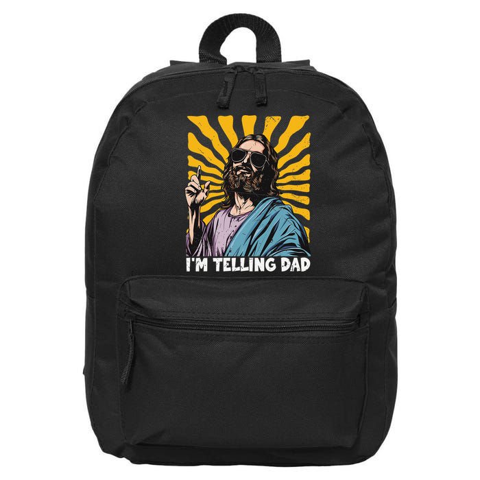 Funny Im Telling Dad Religious Christian Jesus Meme 16 in Basic Backpack