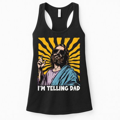 Funny Im Telling Dad Religious Christian Jesus Meme Womens Tank Top