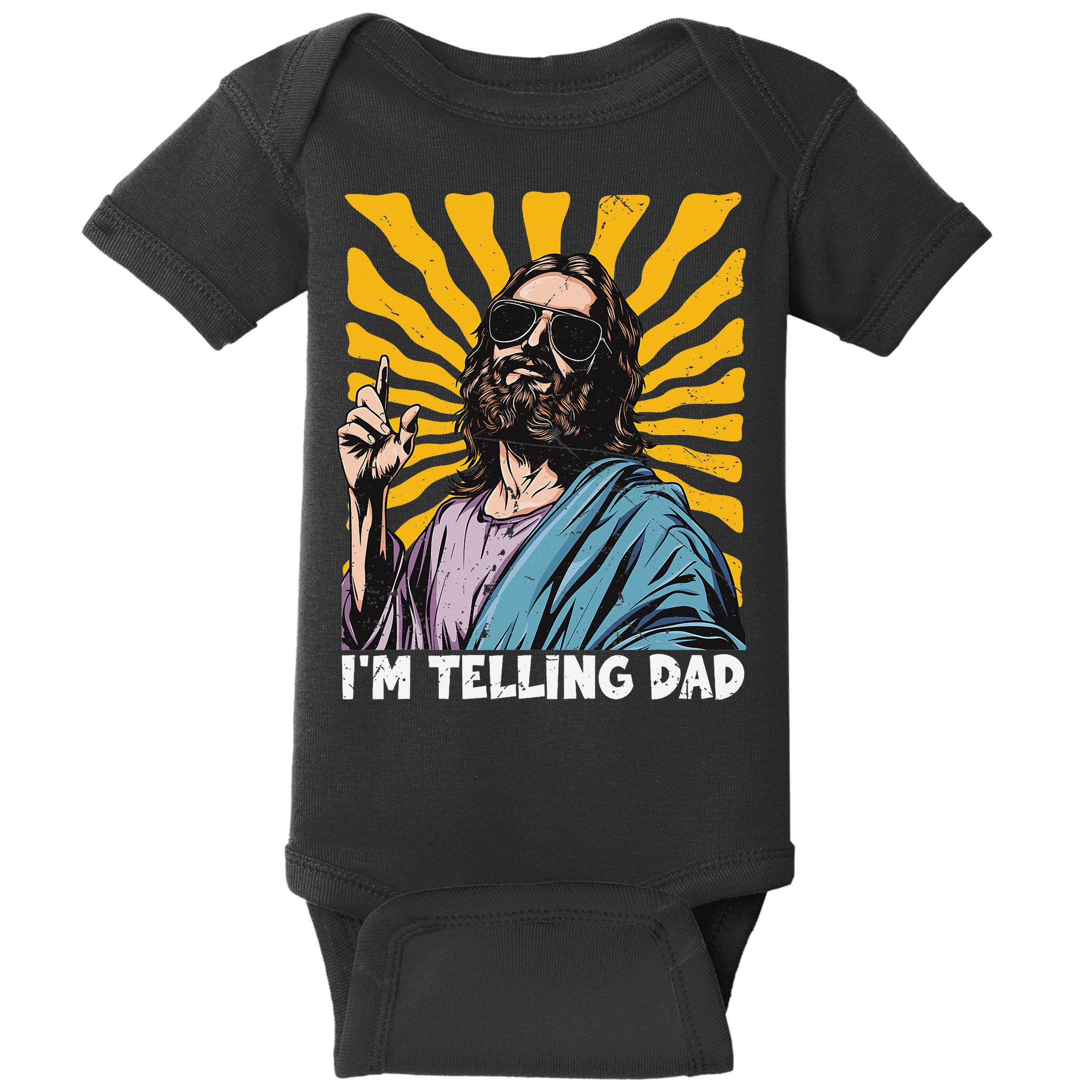 Funny Im Telling Dad Religious Christian Jesus Meme Baby Bodysuit