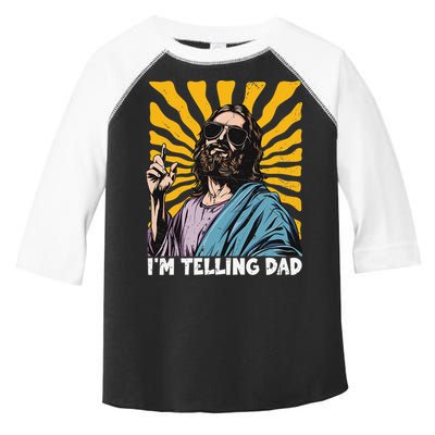 Funny Im Telling Dad Religious Christian Jesus Meme Toddler Fine Jersey T-Shirt