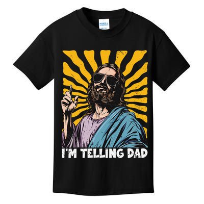 Funny Im Telling Dad Religious Christian Jesus Meme Kids T-Shirt