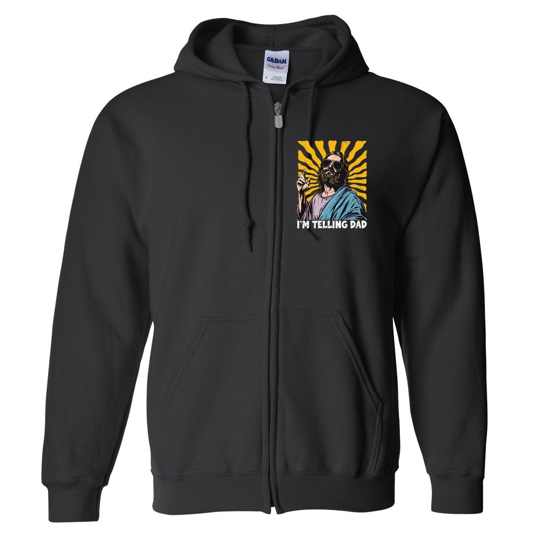 Funny Im Telling Dad Religious Christian Jesus Meme Full Zip Hoodie