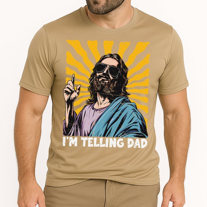 Funny Im Telling Dad Religious Christian Jesus Meme Cooling Performance Crew T-Shirt