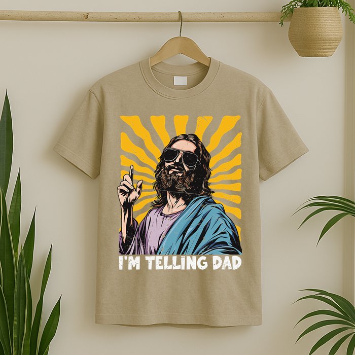 Funny Im Telling Dad Religious Christian Jesus Meme T-Shirt