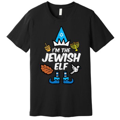 funny Im The Jewish Elf Family Hanukkah Chanukah Premium T-Shirt