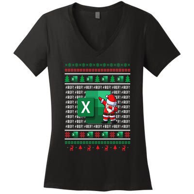 Freak In The Sheets Excel Spreadsheet Ugly Christmas Sweater Women's V-Neck T-Shirt