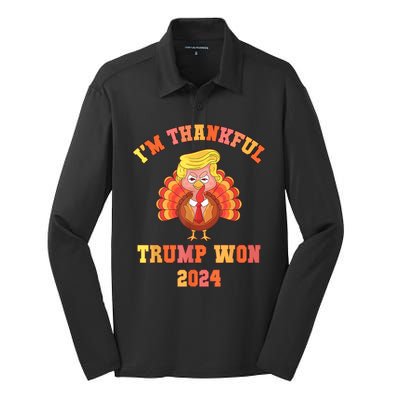 Funny IM Thankful Trump We Won 2024 Vance Inauguration Gag Silk Touch Performance Long Sleeve Polo