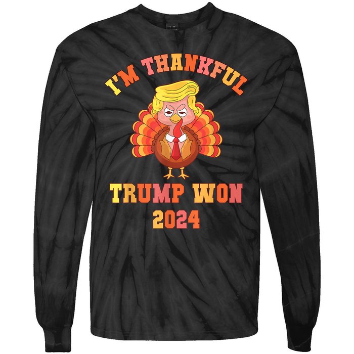 Funny IM Thankful Trump We Won 2024 Vance Inauguration Gag Tie-Dye Long Sleeve Shirt