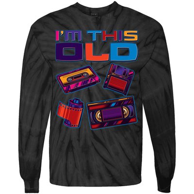 Funny I'm This Old Retro Media Technology Tie-Dye Long Sleeve Shirt