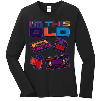 Funny I'm This Old Retro Media Technology Ladies Long Sleeve Shirt