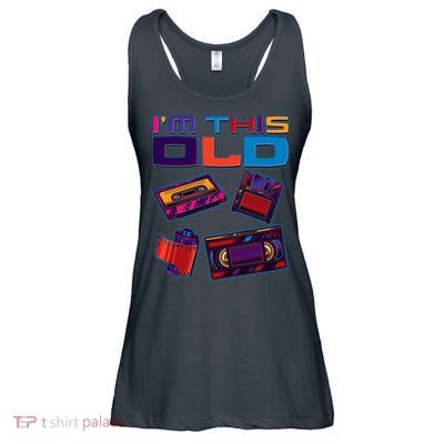 Funny I'm This Old Retro Media Technology Ladies Essential Flowy Tank