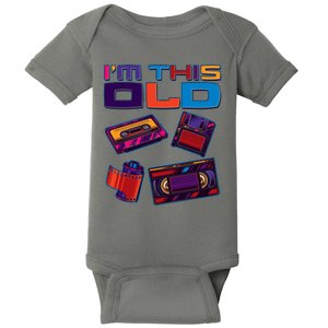 Funny I'm This Old Retro Media Technology Baby Bodysuit