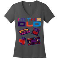 Funny I'm This Old Retro Media Technology Women's V-Neck T-Shirt