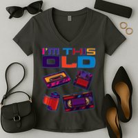 Funny I'm This Old Retro Media Technology Women's V-Neck T-Shirt