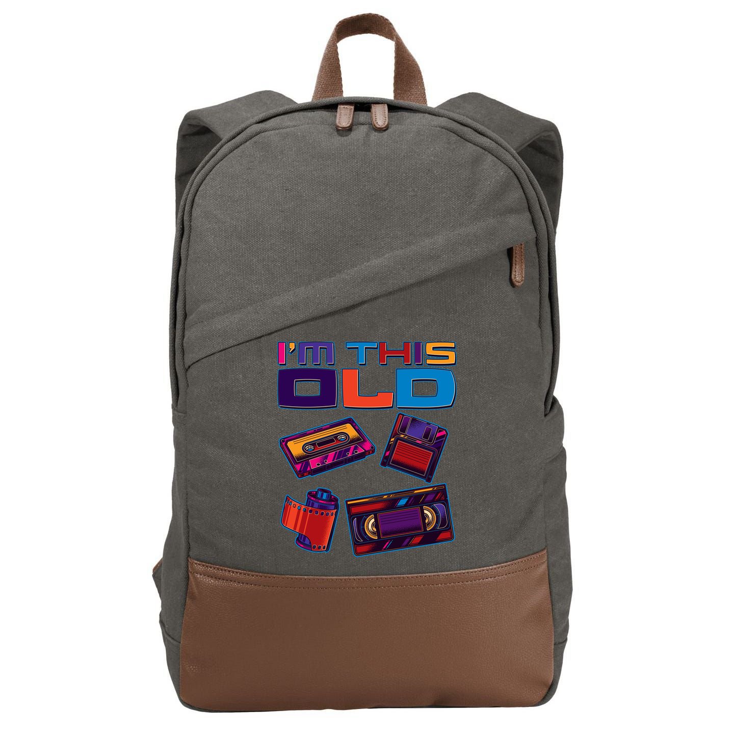 Funny I'm This Old Retro Media Technology Cotton Canvas Backpack