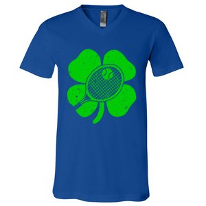 Fun Irish Tennis Shamrocks Costume St Patrick's Day Cool Gift V-Neck T-Shirt