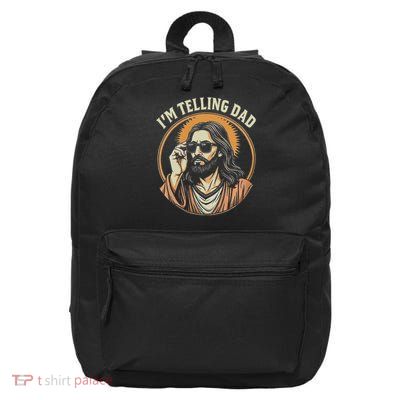 Funny Im Telling Dad Religious Christian Jesus Meme Easter 16 in Basic Backpack