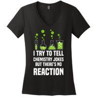 Funny I Try To Tell Chemistry Jokes But There Is No Reaction Women's V-Neck T-Shirt