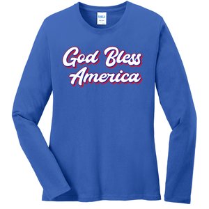 Fun Inspirational Tee God Bless America Usa Religious Us Cute Gift Ladies Long Sleeve Shirt