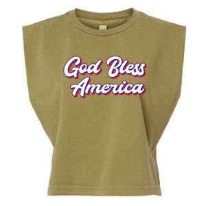 Fun Inspirational Tee God Bless America Usa Religious Us Cute Gift Garment-Dyed Women's Muscle Tee