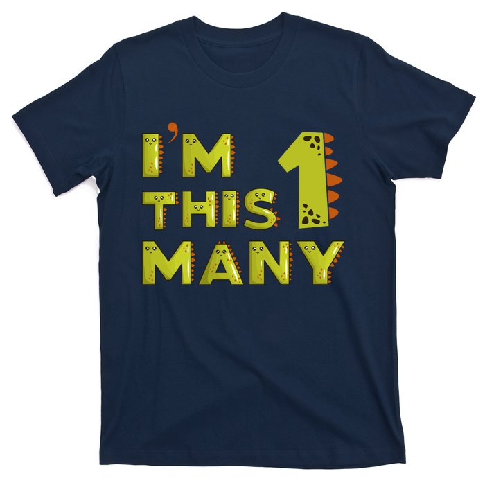 Funny Im This Many 1st Birthday Dinosaur Gift T-Shirt