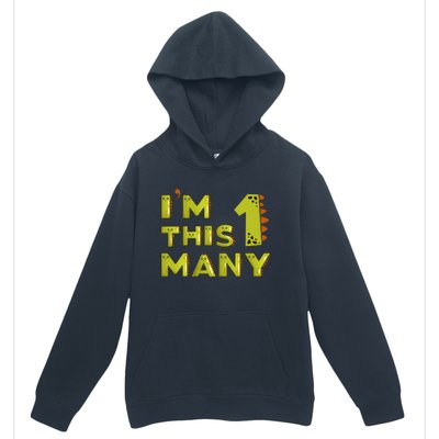 Funny Im This Many 1st Birthday Dinosaur Gift Urban Pullover Hoodie