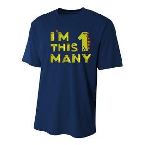 Funny Im This Many 1st Birthday Dinosaur Gift Youth Performance Sprint T-Shirt