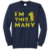 Funny Im This Many 1st Birthday Dinosaur Gift Tall Sweatshirt