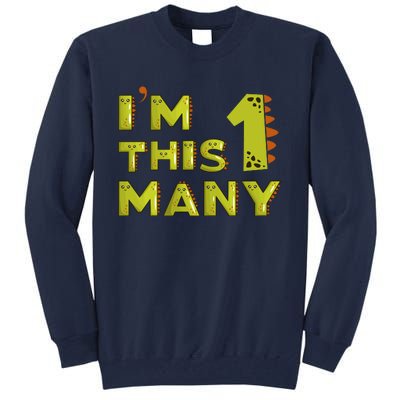 Funny Im This Many 1st Birthday Dinosaur Gift Tall Sweatshirt