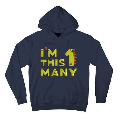 Funny Im This Many 1st Birthday Dinosaur Gift Tall Hoodie