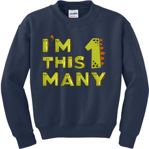 Funny Im This Many 1st Birthday Dinosaur Gift Kids Sweatshirt