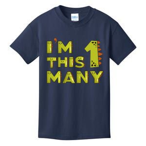 Funny Im This Many 1st Birthday Dinosaur Gift Kids T-Shirt