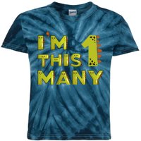 Funny Im This Many 1st Birthday Dinosaur Gift Kids Tie-Dye T-Shirt